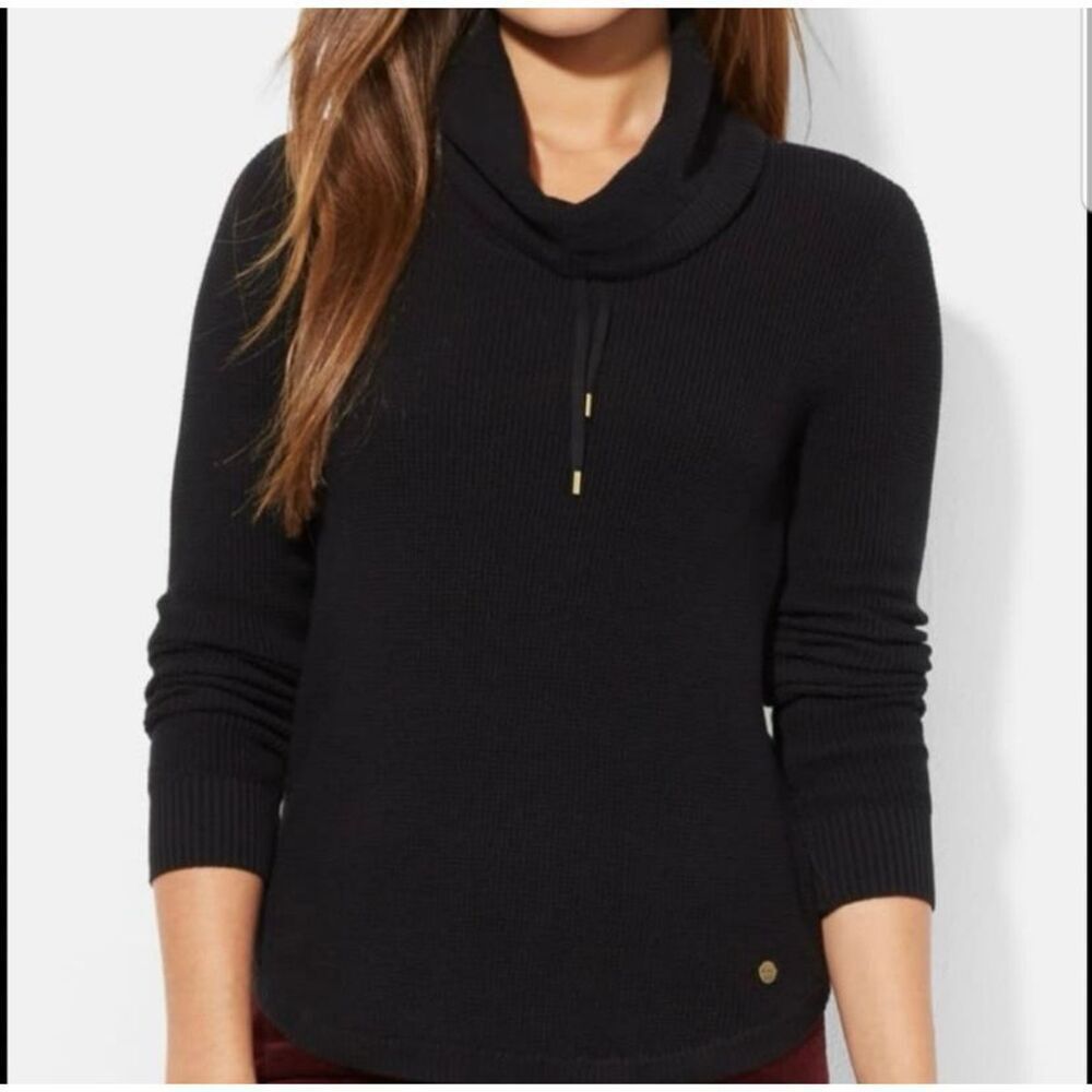 LAUREN RALPH LAUREN Waffle Knit Cowl Neck Sweater Womens M